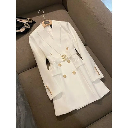 Design Sense Niche Waist Skirt Small Man Medium Length Celebrity Suit Dress Female Superior Sense of Temperament Balmain 2024