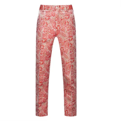 New Men Luxury Jacquard Suit Pants Fashion Wedding Party Groom Dress Trouser