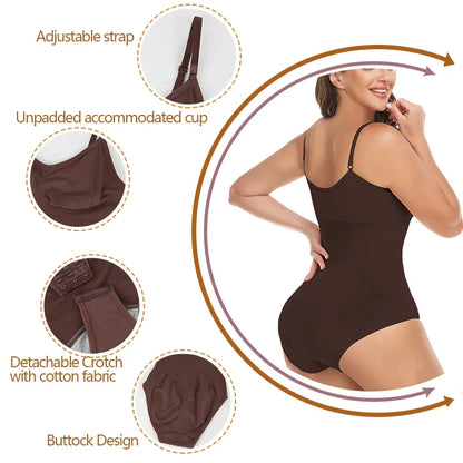 Women Seam-free Sleeveless V-Neck Bodysuit Shapewear Tummy Control Body Shaper Tank Top Red Blue