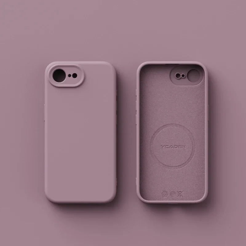 حافظة هاتف فاخرة مغناطيسية أصلية من السيليكون السائل لهاتف iPhone 17E 16E غطاء خلفي بملمس جلدي غير لامع (فاندا)