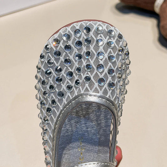 Children's Summer Sandals New Soft Bottom Kids Sandals for Girls Fashion Sequin Causal Beach Shoes Non-slip Breathable Mesh