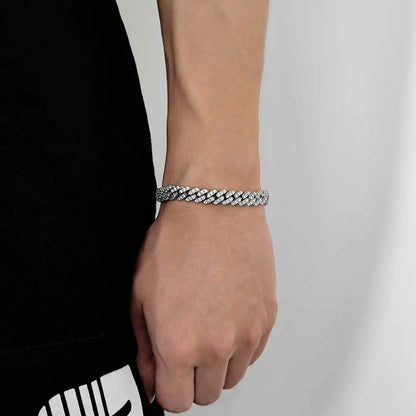 D VVS1 Moissanite Cuban Bracelet Original s925 Sterling Silver Plated 18k White Gold with GRA Bracelets for Women Man