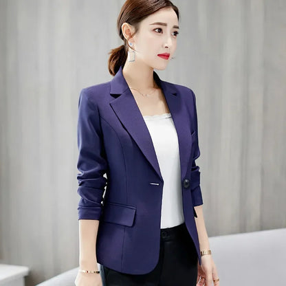 Women Korea Blazer 2025 Formal Slim Black Blazers Office Lady Work Suit Pockets Jackets Coat Female Casual Short Blazer Femme