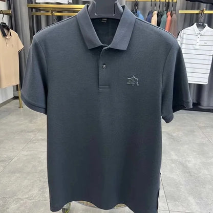 Designer brand 100%cotton short sleeve polo shirt summer trend letter embossed lapel top casual golf T-shirt business men's wear