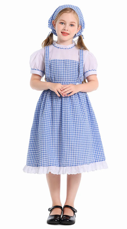 Hildren's Dorothy From The Wizard of Oz Costume Halloween Cosplay Lolita Maid Pastoral Character Shooting Dress