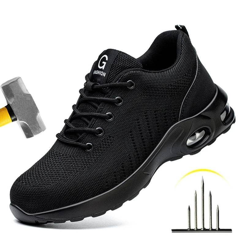 Safety Shoes for Men and Women, Breathable Work Sports Shoes, Steel Toe Shoes, Puncture Resistant Safety Protection Shoes