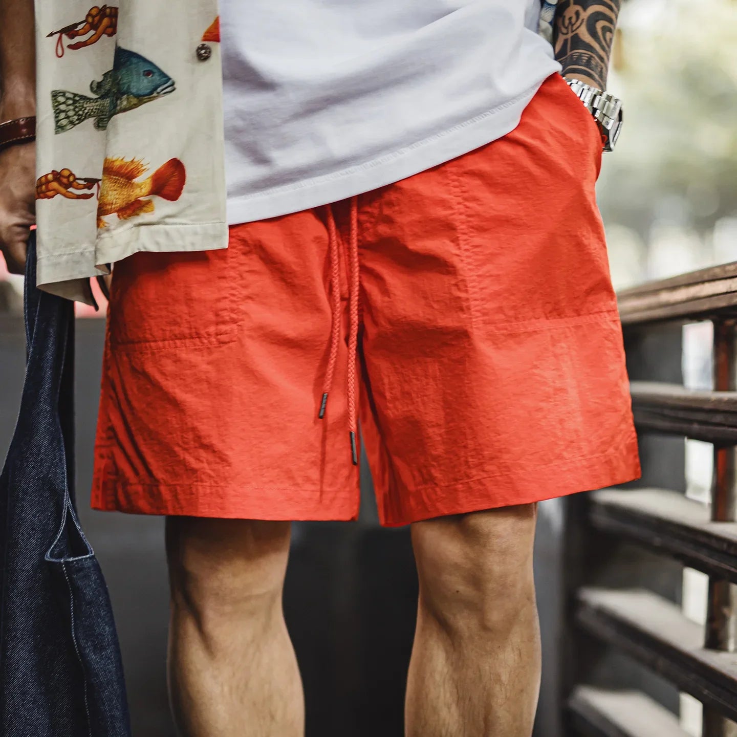 Madden Vintage Men's Summer Casual Knee Length Shorts Beach Sandal Pants with Loose Fit and Elastic Waistband Design exercise