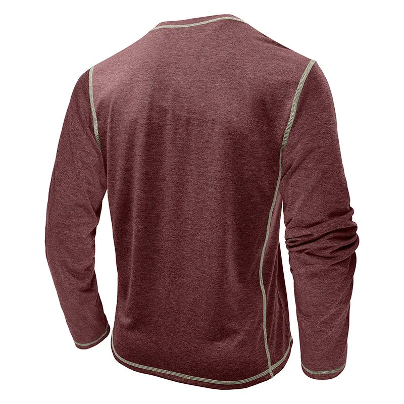 Men's Cotton Button Henley Neck Shirt Long Sleeve Casual Button Solid Color Fashion Streetwear Tops Tees T-Shirts Men Clothing