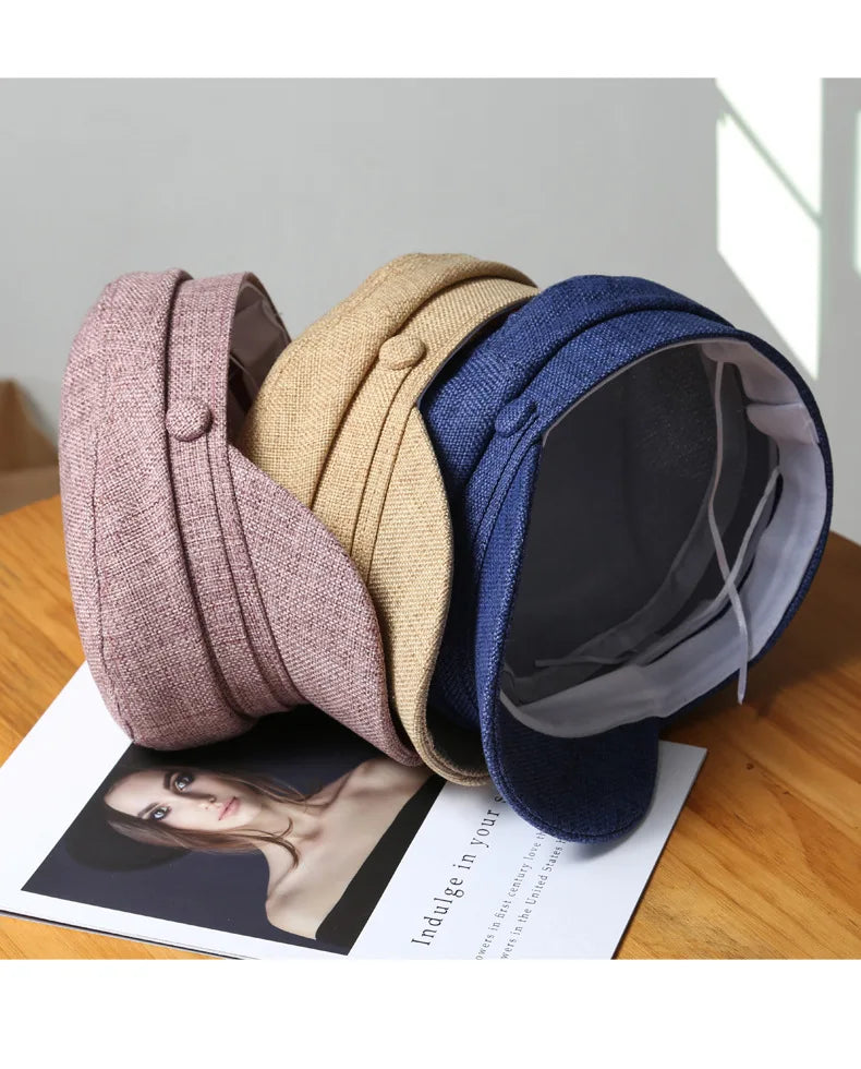 Octagonal Hats Women Beret Girls Octagonal Flat Cap Cotton Navy Hats for Women Stylish Artist Painter Newsboy Hats Army Cap