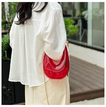 Acrylic Going Out Handbag Ins Famous Fashion Glossy Women's Dinner Bags Diagonal Span Wrist Bag Shoulder Messenger Bag