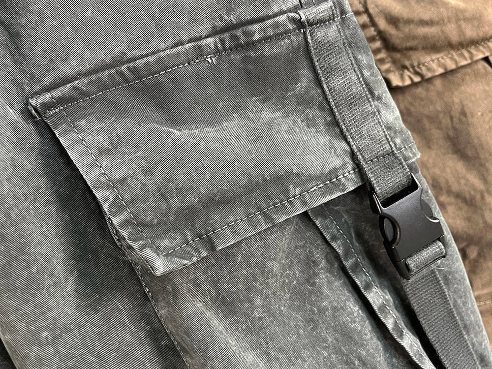 High Quality Snow Wash Distressed Cargo Pants Men Korean Fashion Plus Size Harem Pants Streetwear Joggers Casual Baggy Trousers