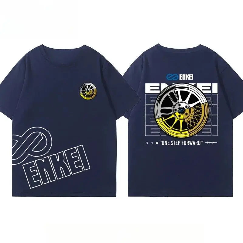 New JDM Modified Car Endless Brake T-shirt Breathable Sweat Absorption Short-sleeved Men's and Women's T-shirt Motorcycle Tee