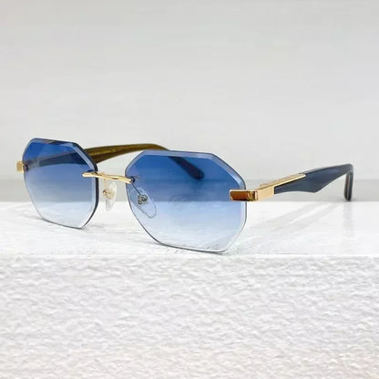 Rimless Polygon Luxury Sunglasses Acetate Alloy Gold Brand Irregular Square Original Classical Retro UV400 Gafas Hot