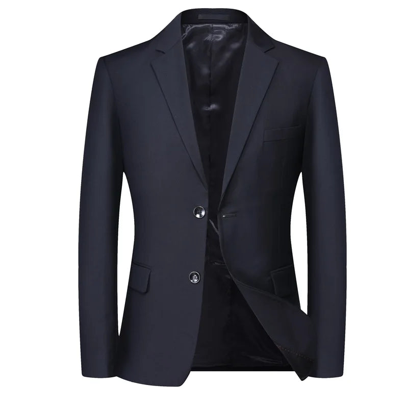 2026 Autumn Winter New Mens Soild Color Suit Jacket Single Breasted Men Business Casual Suit Coat Grey Blue Male Blazer Outwear