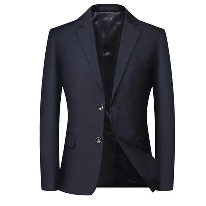 2026 Autumn Winter New Mens Soild Color Suit Jacket Single Breasted Men Business Casual Suit Coat Grey Blue Male Blazer Outwear