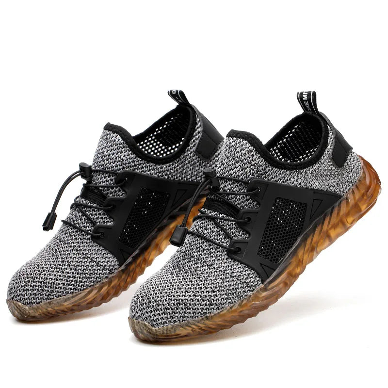 Men Steel Toe Safety Work Shoes Mesh Breathable Lightweight Comfortable Industrial Construction Shoes Puncture Proof Anti slip