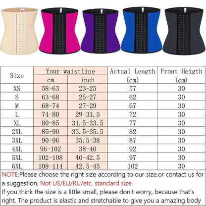 Fajas Colombians Latex Waist Trainer Cincher Long Torso Body Shapewear Women Slimming Belly Sheath Girdles Shaper 9 Steel Bones