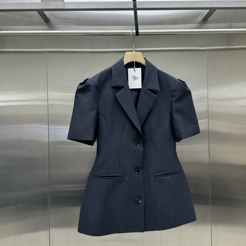 2024 Summer New Korean Short Sleeve Overcoat Women's Fashion Style Blazer Coat