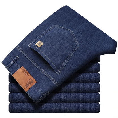 Summer Lyocell Men's Jeans Breathable Thin Casual Straight Stretch Business Work Denim Trousers Classic Fashion Brand Clothing