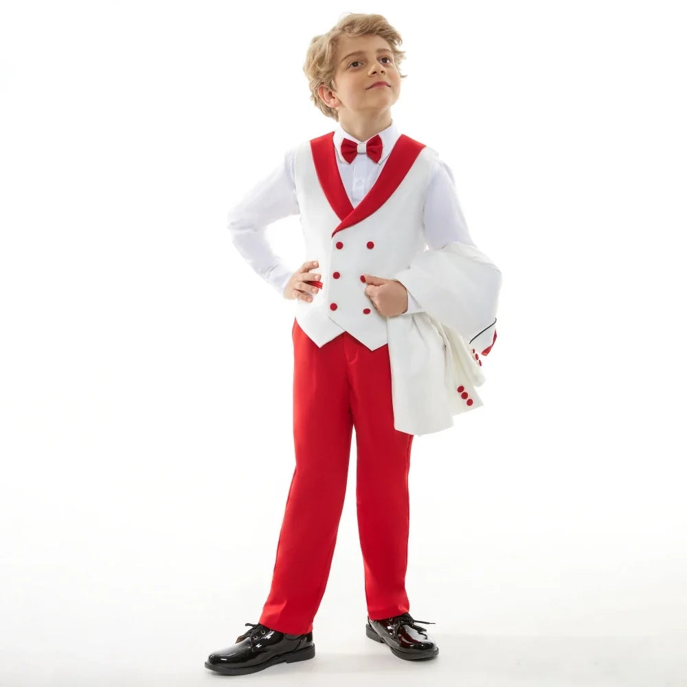 High Quality Boys Formal Suit Set 4 Pieces School Choir Performance Elegant Shawl Lapel Kids Suits Wedding Ring Bearer Outfit