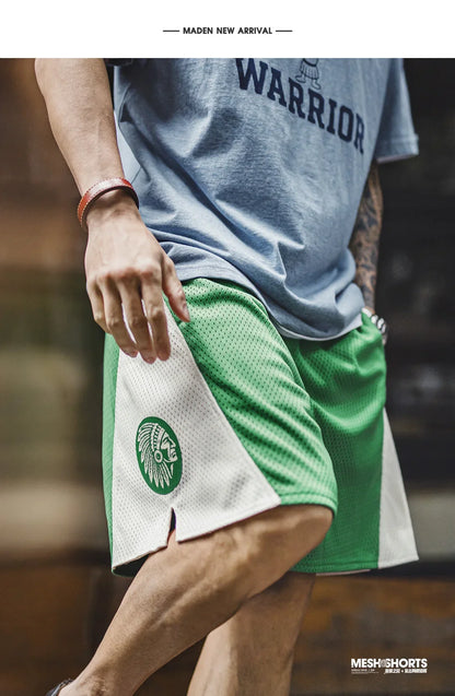 Men's Vintage Mesh Breathable Shorts Loose Basketball Fitness Training Five Inch Pants Casual Outdoor Summer Streetwear