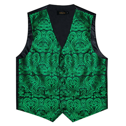 Men Wedding Vest Suit White Black Paisley Sleeveless Waistcoat for Man Shirt Accessories Fromal Bowtie Pocket Square Cufflinks