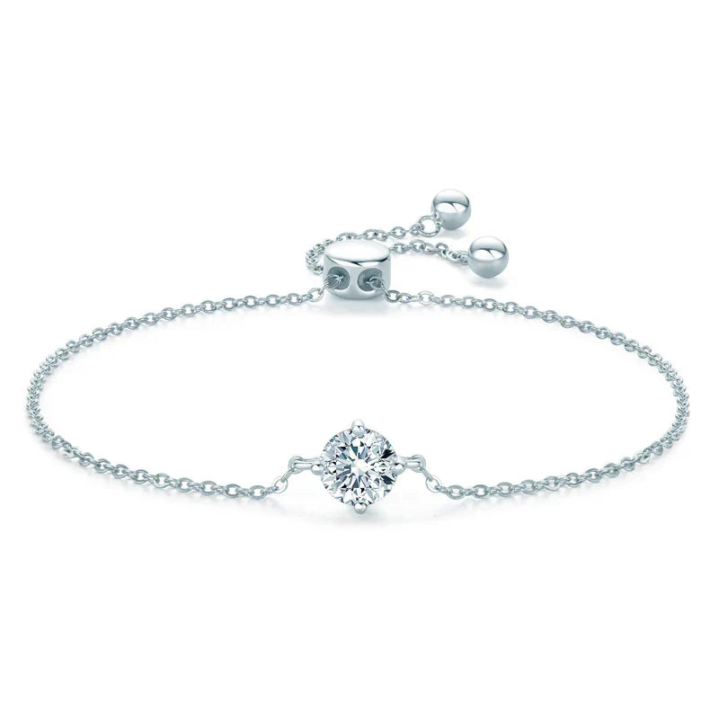 Real 6.5MM 1 Carat D Color Moissanite Bracelets For Women 100% 925 Sterling Silver Sparkling Wedding Party Fine Jewelry