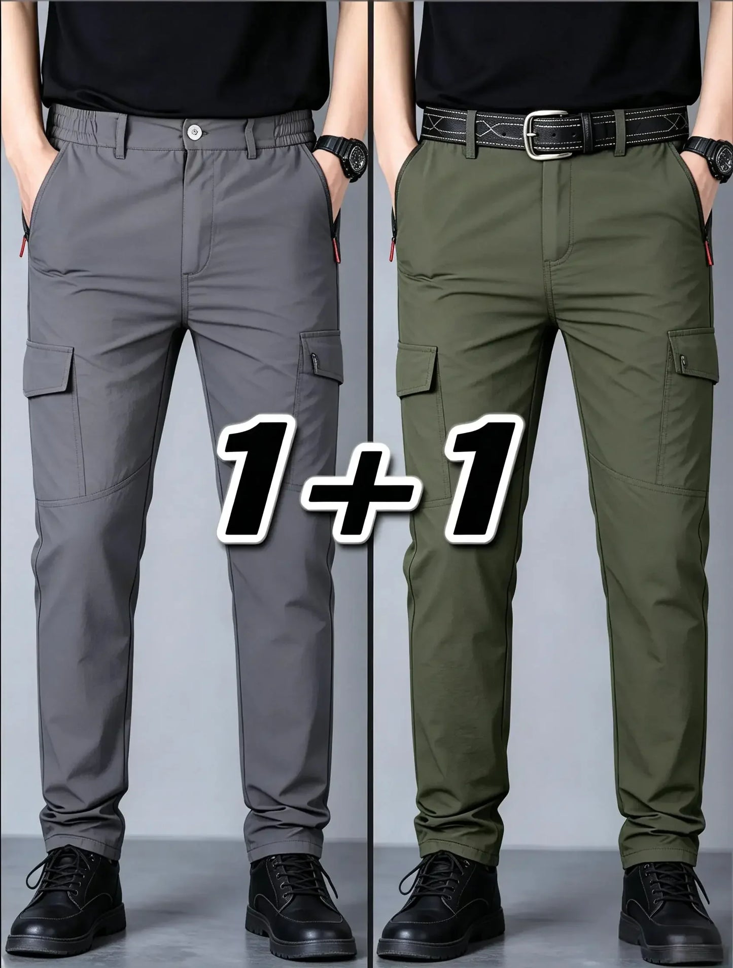 Men's Summer Tactical Cargo Pants Lightweight Casual Waterproof 2Pieces Casual Pants Wear-resisting Multi-pocket Outdoor Hiking