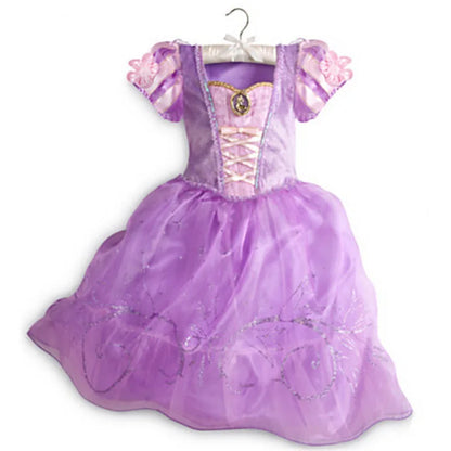 Elsa Anna Snow White Moana Rapunzel Ariel Belle Princess Dress for Girls Cosplay Carnival Birthday Party Outfit Kids 2-8Y