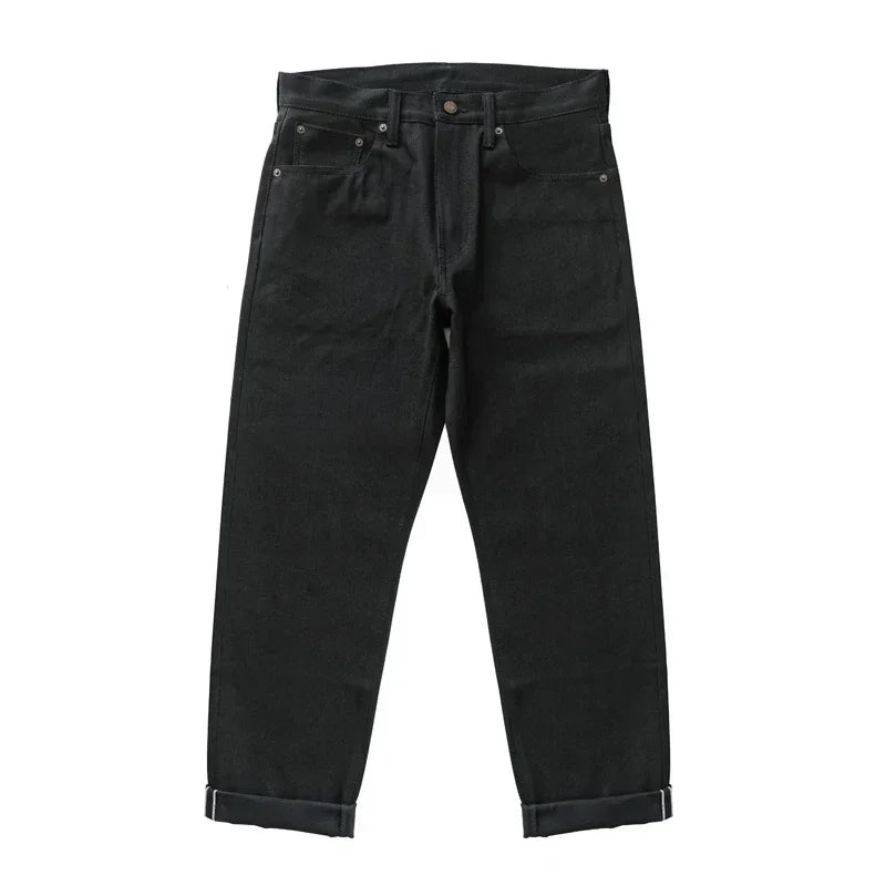 Mens Jeans Black Jeans Double-sided Dyeing Sanforized Selvedge Denim Jeans  16 Oz Regular Fit