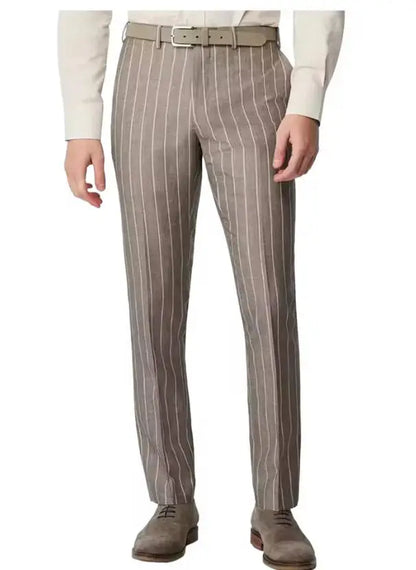 New Men's Suit Pants Haute Couture Grey Striped Slim Fit Business Formal Casual Suit Pant Groom's Dress Pants Office Banquet