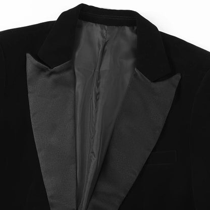 Boys Tuxedo Velvet Blazer Kids Suit Red Christmas New Year Party Gift Clothes Fromal Black  Xmas Birthday Wedding Outifit