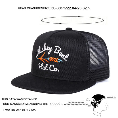 Unisex WHISKEY BENT Letter Embroidery Hip-hop Net Hats Spring Summer Outdoor Adjustable Casual Baseball Caps Sunscreen Hat Cap