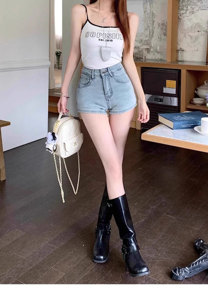 Women's Sexy Denim Shorts  Y2K Petite High Waisted Hip Lifting Shorts with Personality 3D Bow Detail Slim Summer Hot Pants