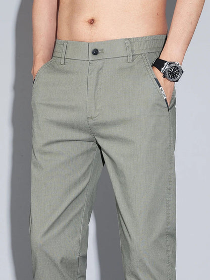 Cotton Thin Men's Business Casual Pants Summer Straight Slim Fit Fashion Stretch Solid Trousers Korean Men's Pants Size 28-38