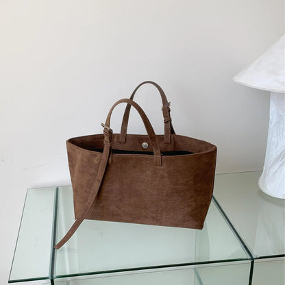 Retro Faux Suede Tote Women Bag Large Capacity Shoulder Bags for Women 2026 Matte Texture Designer Handbags and Purses Shopper