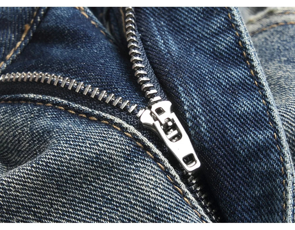 Men's Boot Cut Jeans Streetwear Patches Released Hem Pants Vintage Blue Embroidery Patchwork Flared Trousers
