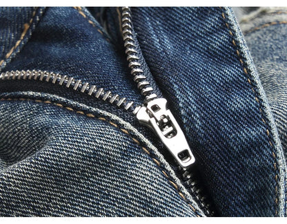 Men's Boot Cut Jeans Streetwear Patches Released Hem Pants Vintage Blue Embroidery Patchwork Flared Trousers