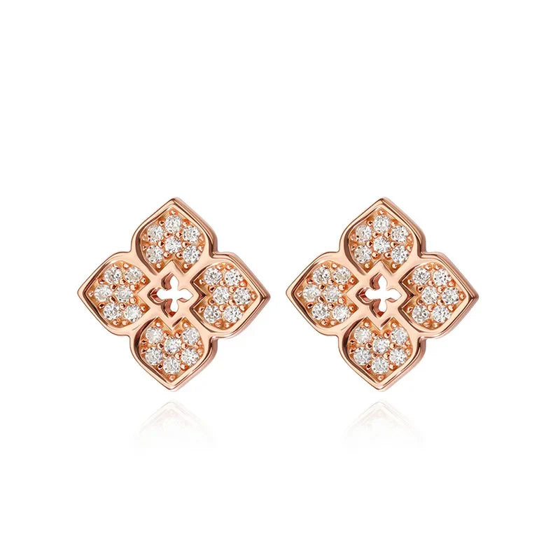 Each 0.9mm Full Moissanite Stud Earrings for Women Flower Classic Girl Earring Lab Diamond 925 Sterling Silver Jewelry