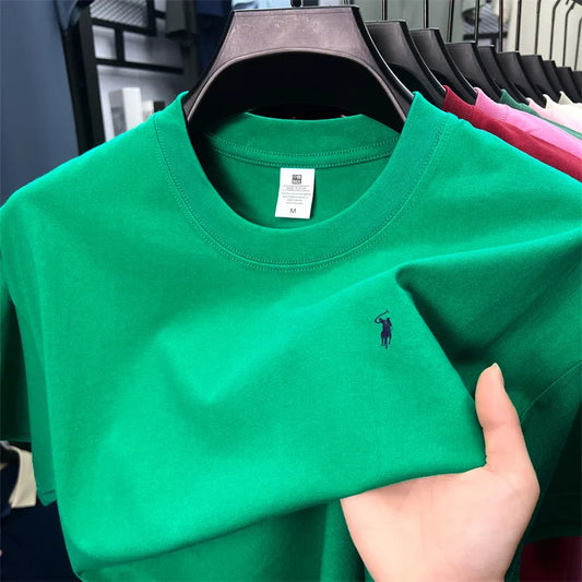 100% cotton high-end short sleeve T-shirt summer designer brand pony embroidery round neck top fashion casual golf men's wear