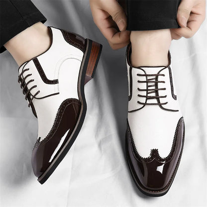 New Designer Business Leather Shoes for Men Color Match Lace Designer Casual Shoes Male Spring Autumn New Dress Brogue Shoe Man