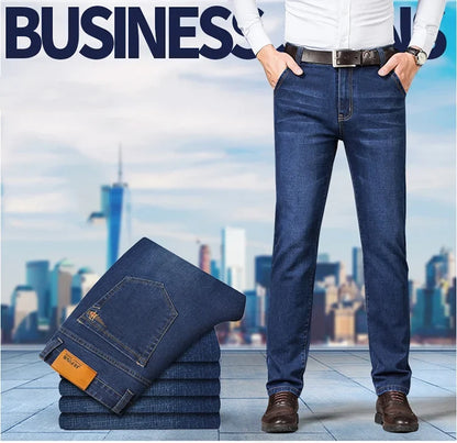 Plus Size 28-46 Spring Autumn Classic Business Trousers Male Brand Men's Fashion Casual Jeans Straight Elasticity Denim Pants