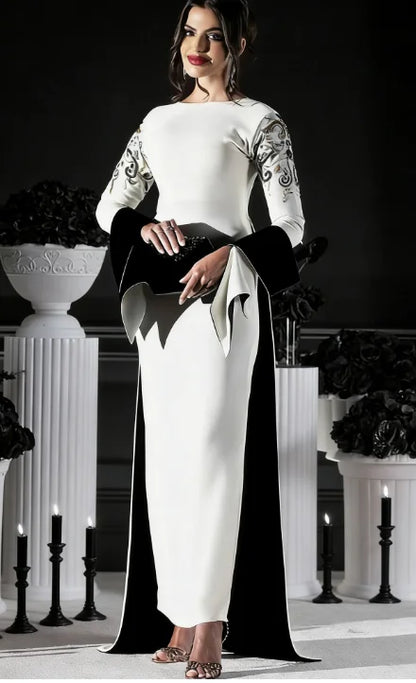 Arya Ivory and Green Evening Dress Saudi Arabia Long Sleeve Ankle Length Occasion Customized Women فساتين سهره نسائيه فخمة