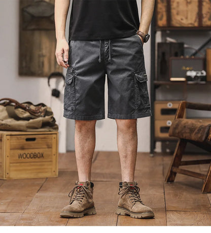 Men Summer New Multi Pocket Cargo Shorts Men Cotton Loose Breathable Fashion Trend Casual Versatile Five Points Pants Men Shorts