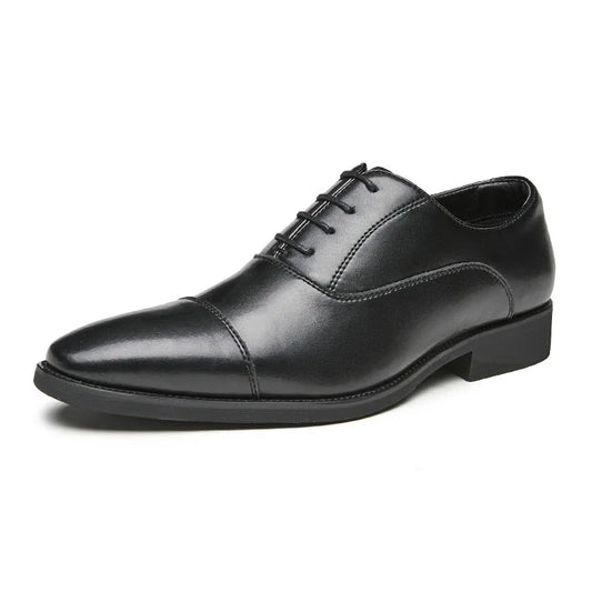 Genuine Leather Brogue Men Shoes 6CM Height Increase Formal Dress Shoe Business Office Italian Men Designer Shoes