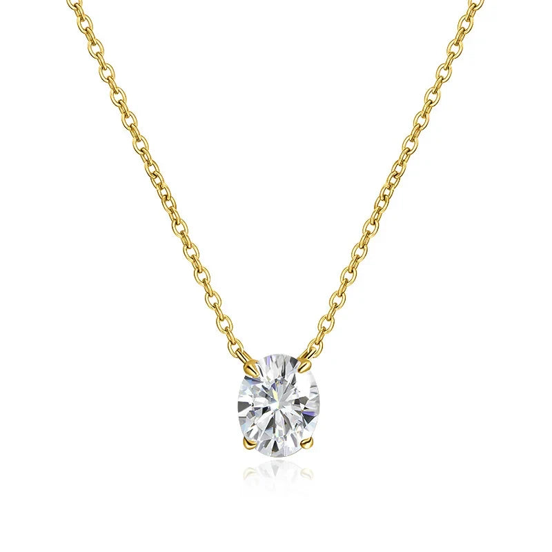 1CT 2CT 3CT Oval Cut Moissanite Necklaces for Women Jewelry 100% Real Silver Chain 925 Pandant Lab Diamond Birthday Gift