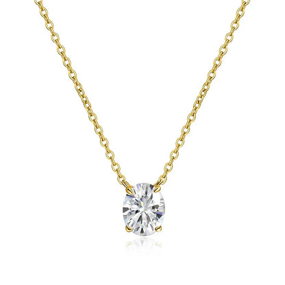 1CT 2CT 3CT Oval Cut Moissanite Necklaces for Women Jewelry 100% Real Silver Chain 925 Pandant Lab Diamond Birthday Gift
