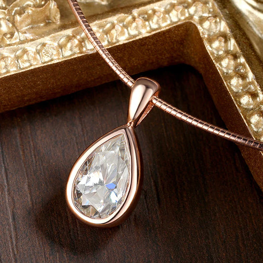 3ct Pear Cut Moissanite Pendant Necklaces for Women Wedding Solitaire s925 Sterling Silver 1.5mm Choker Chain Necklace