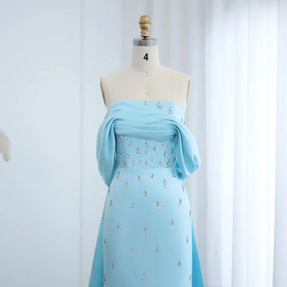 Customized Off Shoulder Evening Dresses for Women Wedding Saudi Arabia Dubai Long Formal Prom Gowns Party Baby Pink Bule Dress