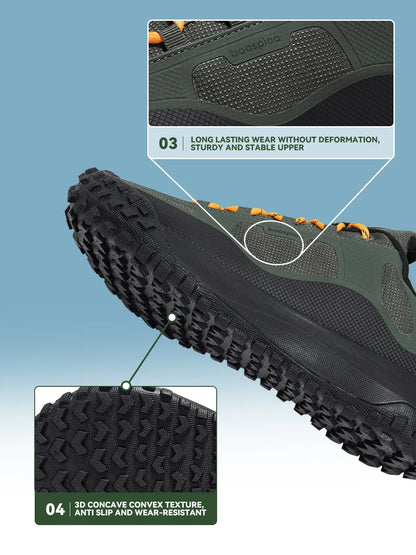 Men Hiking Shoes Casual Lightweight Lace-Up Walking Shoes Male Outdoor Waterproof Camping Resistant Non Slip Sneakers